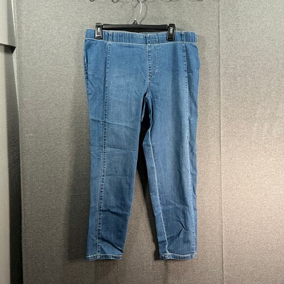 Susan Graver Petite So Slimming Pull On Ankle Jean Medium Wash Petite 14 - Picture 1 of 11